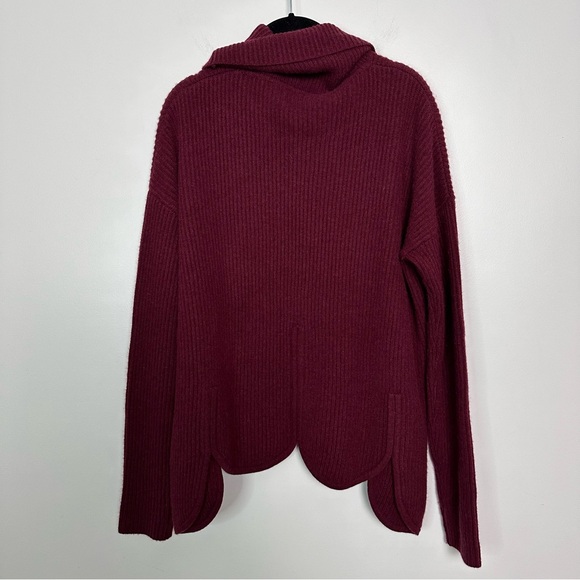 Chloe Kristyn Anna Scallop Sweater Burgundy Cashmere Wool Sweater Size Large - Picture 6 of 8